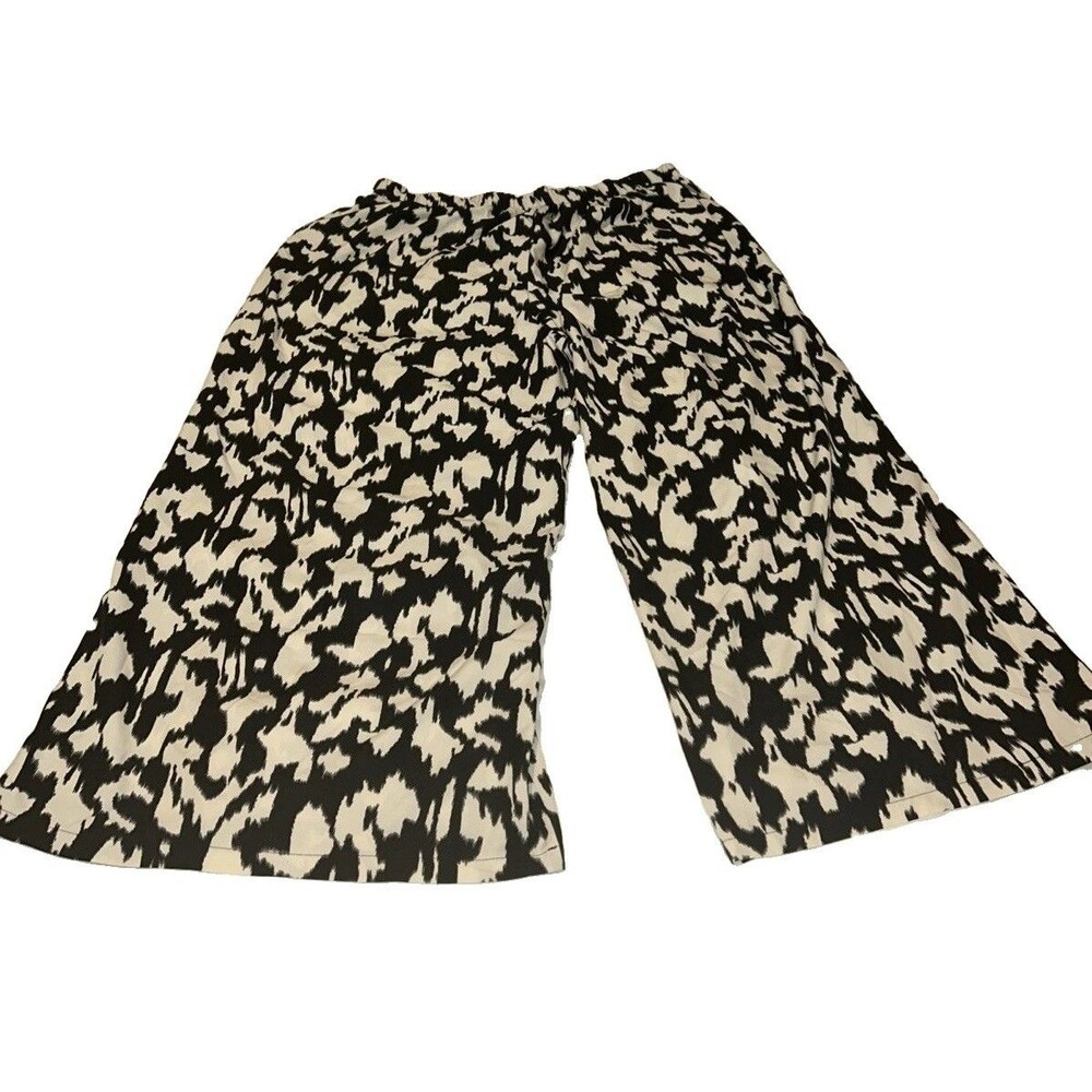 SHEIN Curve Plus Size 4XL Wide Leg Palazzo Pants Black White Abstract Print